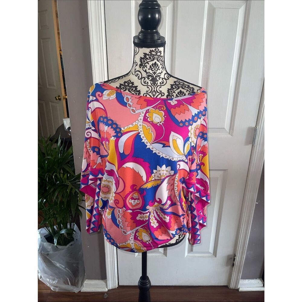 Trina Turk NWT Pink Multi Paisley Boatneck Top - Lightweight Fashion Blouse